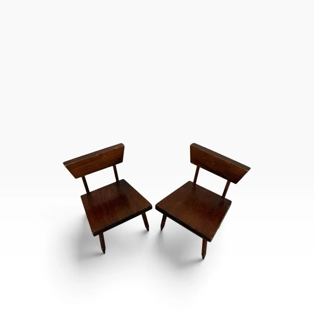 Vintage Strombecker Style Brown Wood Dollhouse Side/Dining Chair